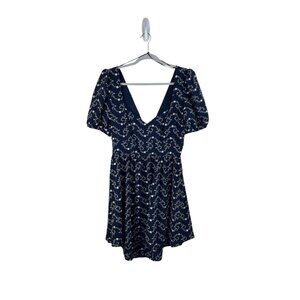 Francesca’s Sophia Milkmaid Baby Doll Mini Dress Floral Embroidered Open Back XL